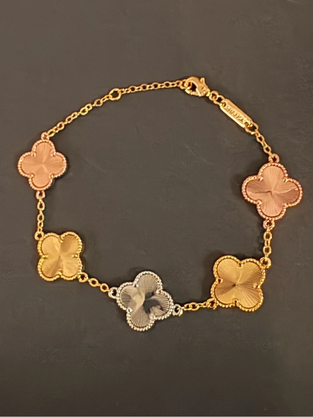 Stainless Steel Fashion Tri-Color Clover Chain Bracelet Rose Gold Yellow Silver